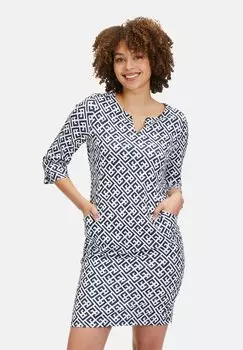 Платье-футляр CASUAL MIT MUSTER Cartoon, цвет wei dunkelblau