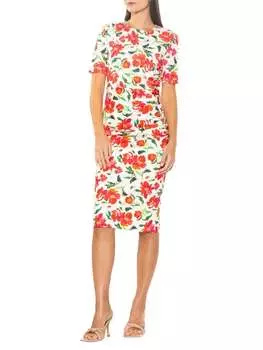 Платье-футляр Cateleya Alexia Admor с драпировкой, белый/красный/зеленый