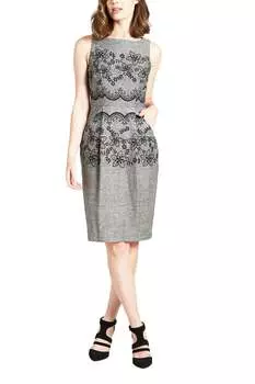 Платье-футляр Cato с флокированными гребешками серого цвета EVA FRANCO