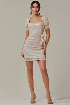 Платье футляр Clara с пайетками Jolie Moi, бежевый