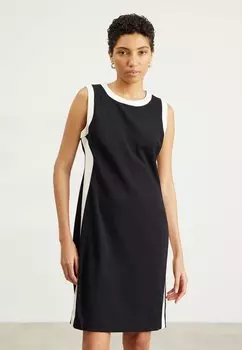 Платье-футляр CONTRAST NECK AND SIDES DKNY, черный