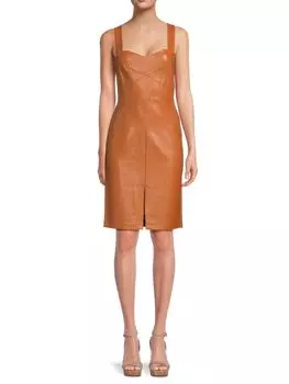 Платье-футляр Crolenda из искусственной кожи French Connection, цвет Tan