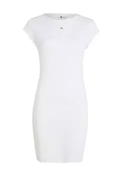 Платье-футляр, длина до колена, короткий рукав, для женщин TOMMY Jeans, цвет Ybr White