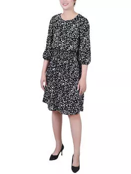 Платье-футляр длиной до колена с присборенной талией для женщин Petites NY Collection, цвет ivory floral