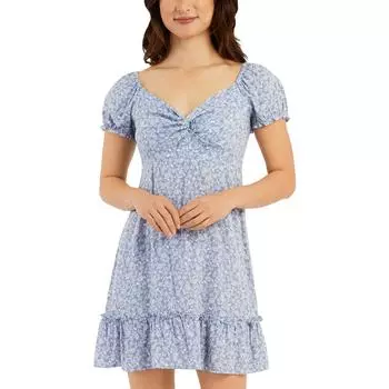 Платье-футляр для женщин Juniors с принтом и перекручиванием спереди BCX, синий/белый
