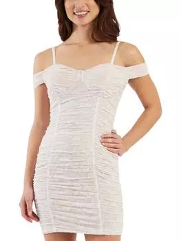 Платье-футляр для женщин Juniors с рюшами и мини-юбкой BCX, кремовый