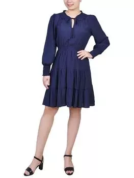 Платье-футляр для женщин Petites длиной выше колена со сборками NY Collection, темно-синий