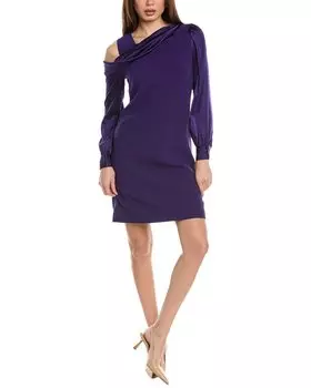 Платье-футляр Elie Tahari из атласа с драпировкой, фиолетовый