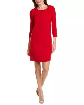 Платье-футляр Elie Tahari с цепочной отделкой, красный