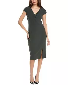 Платье-футляр Elie Tahari с V-образным вырезом и плиссировкой, цвет camouflage