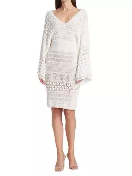 Платье-футляр Frederick Anderson вязаное крючком, белый