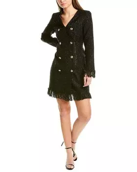 Платье-футляр Gracia из твида с V-образным вырезом, черный