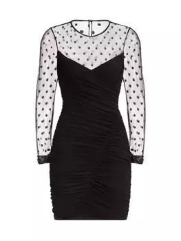 Платье-футляр Hilary Swiss в горошек Halston, черный