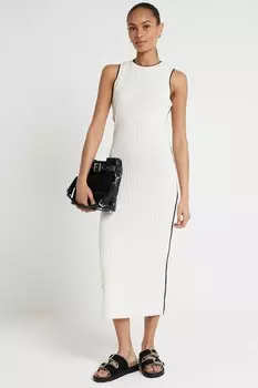 Платье футляр из 100% хлопка с начесом River Island, бежевый