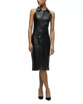 Платье-футляр из искусственной кожи с бретелью через шею Hudson, черный