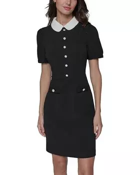 Платье-футляр из крепа скуба с воротником KARL LAGERFELD PARIS, черный