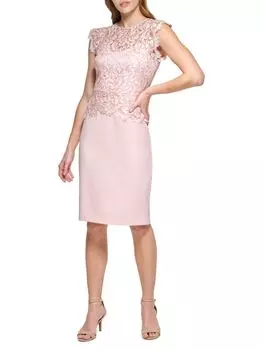 Платье-футляр из кружева и крепа Vince Camuto, цвет Blush