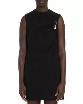 Платье-футляр из матового атласа Versace, черный