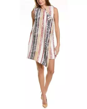 Платье-футляр из твида Oscar de la Renta на шелковой подкладке, синий