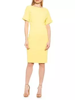 Платье-футляр Jacqueline с закатанными манжетами Alexia Admor, желтый