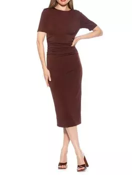 Платье-футляр Keaton миди со сборками Alexia Admor, коричневый