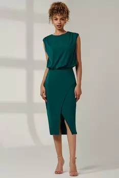 Платье футляр Kira с драпировкой и ярусами Jolie Moi, зеленый