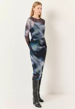 Платье-футляр LONG SLEEVED NECK PATTERNED MIDI Jimmy Key, черный