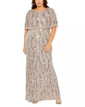 Платье-футляр Mac Duggal с накладным верхом, коричневый/бежевый