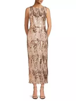 Платье-футляр макси с пайетками Nanette Nanette Lepore, бежевый