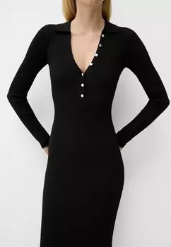 Платье-футляр MIDI Bershka, черный