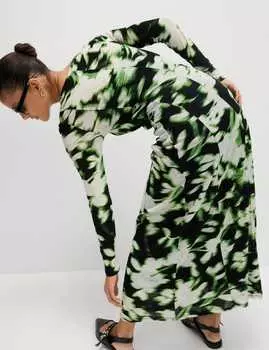 Платье-футляр миди из сетчатого джерси с цветочным принтом Marks & Spencer, черный