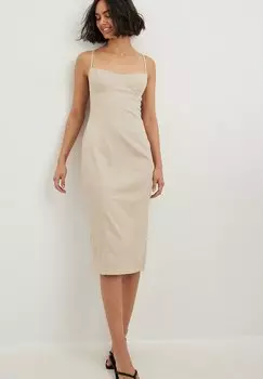 Платье-футляр MIDI MIT KRBCHENDETAILS NA-KD, бежевый