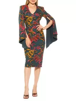 Платье-футляр миди Ocean с V-образным вырезом Alexia Admor, цвет Emerald Multi