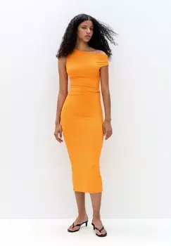 Платье-футляр MIDI PULL&BEAR, оранжевый