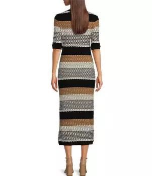 Платье-футляр миди с короткими рукавами и разрезом по бокам BOSS by Hugo Boss Etanah, мультиколор