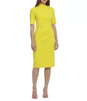Платье-футляр миди с короткими рукавами и драпировкой Maggy London, желтый