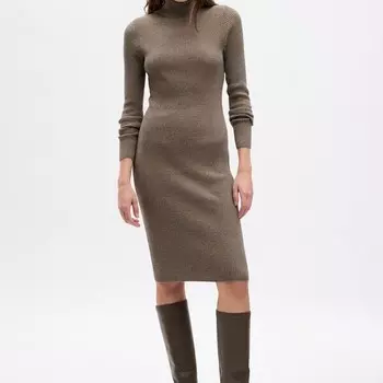 Платье-Футляр миди в рубчик Gap, коричневый