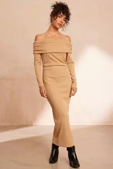 Платье-футляр миди в рубчик с верблюжьим принтом QUIZ Clothing