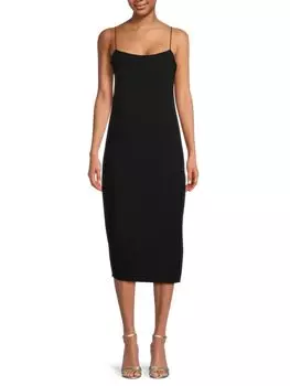 Платье-футляр миди в стиле 90-х годов Good Touch с клеткой на спине Good American, черный