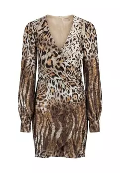 Платье-футляр MIT ANIMAL-PRINT Guess, коричневый