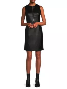 Платье-футляр на молнии из искусственной кожи Ellen Tracy, черный