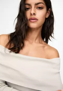 Платье-футляр OFF-THE-SHOULDER PULL&BEAR, светло-серый