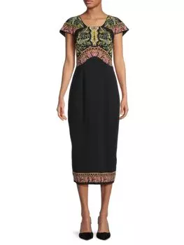 Платье-футляр Paisley Midaxi Etro, черный