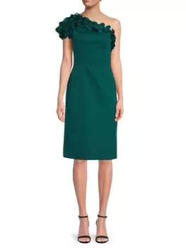 Платье-футляр Rene Ruiz Collection на одно плечо, зеленый
