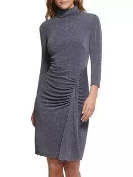 Платье-футляр с блестками и рюшами Vince Camuto, цвет Gunmetal