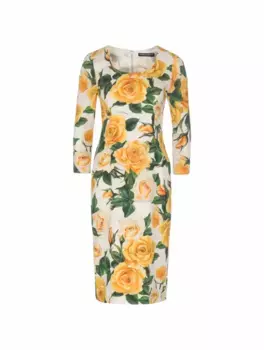 Платье-футляр с цветочным принтом Dolce&Gabbana, мультиколор