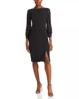 Платье-футляр с декорированными рукавами Eliza J, цвет Black
