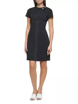 Платье-футляр с контрастной строчкой Dkny, черный
