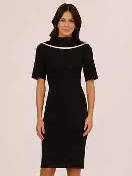 Платье-футляр с круглым вырезом и v-образным вырезом сзади Adrianna Papell, цвет Black/Ivory