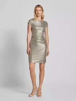 Платье-футляр с круглым вырезом и оборками Swing, золотой
